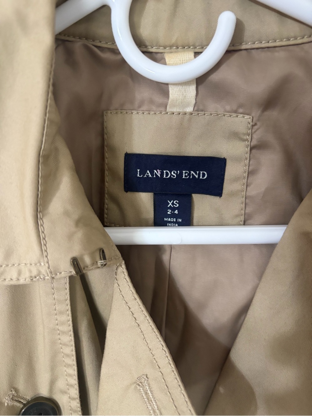 Lands' End Beige Double-Breasted Trench Coat - Picture 2 of 6